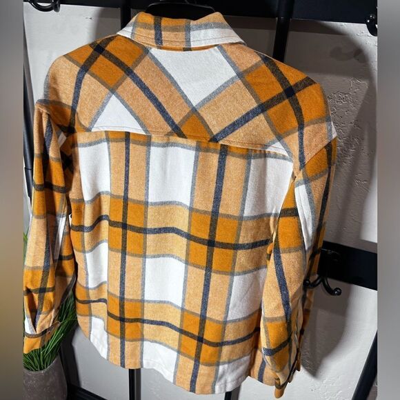 HFX Ladies’ Shirt Jacket plaid yellow size medium - Picture 8 of 16